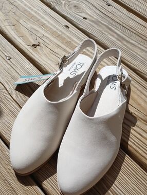 TOMS Jade Slingback Mules Womens NWT Light Sand Leather